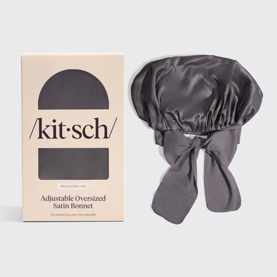 Oversized Satin Bonnet - Charcoal