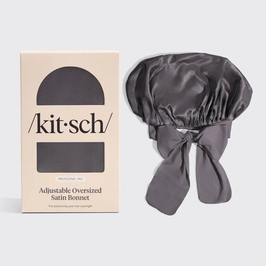 Oversized Satin Bonnet - Charcoal